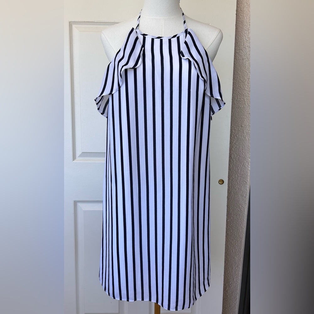 J. Crew Halter Dress Backless Tie Neck Ruffles Size Medium